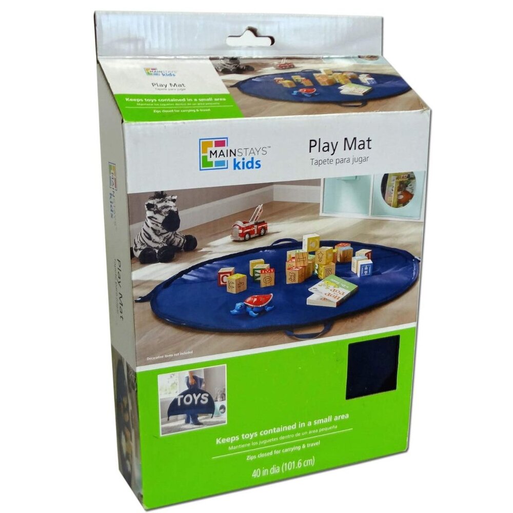 Mainstays Kids Play Mat 40" Toy Storage Zipper Storage Bag Travel Bag